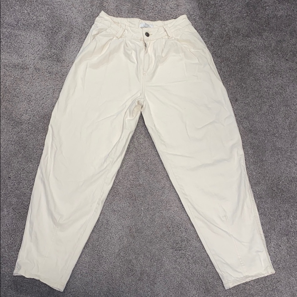 Bershka Beige Slouchy Trousers